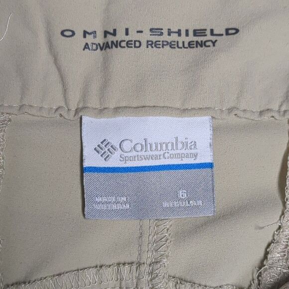 Columbia Trail Pants Wm 6 Omni-Shield Advanced Repellency Outdoors Active Beige - Picture 7 of 13